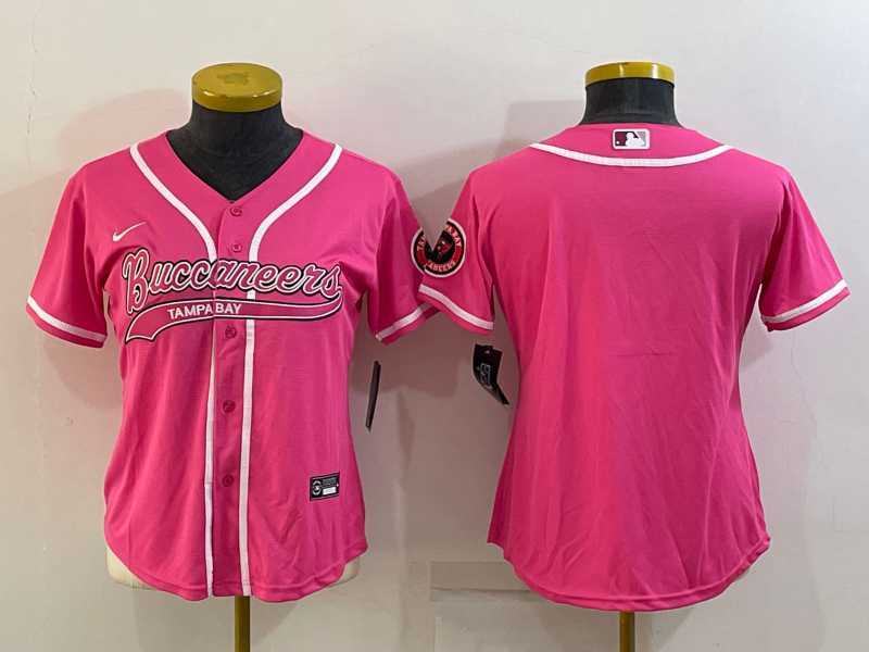 Womens Tampa Bay Buccaneers Blank Pink With Patch Cool Base Stitched Baseball Jersey->women nfl jersey->Women Jersey